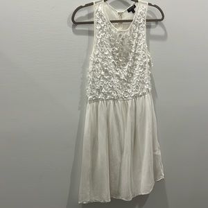Top shop white mini dress sheer back floral detail bride bridal shower size 6